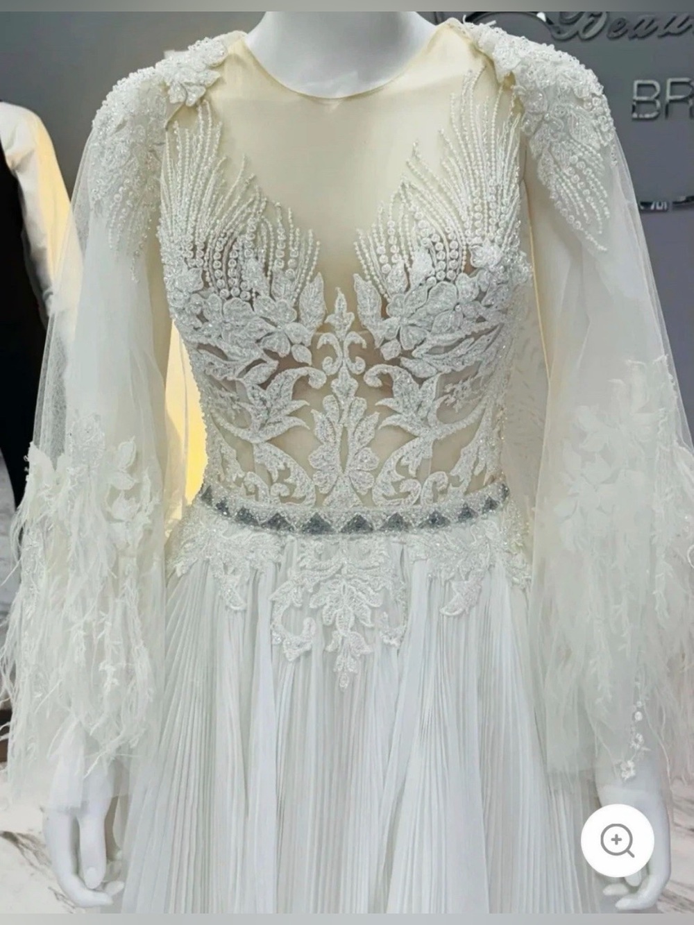 VIP Bridal embellished with removable cape gown Sz 10 street sz 6-8